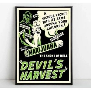 "DEVIL'S HARVEST" Retro Canvas GOOD GIRL / REEFER Poster 12×16 NEW | No Frame